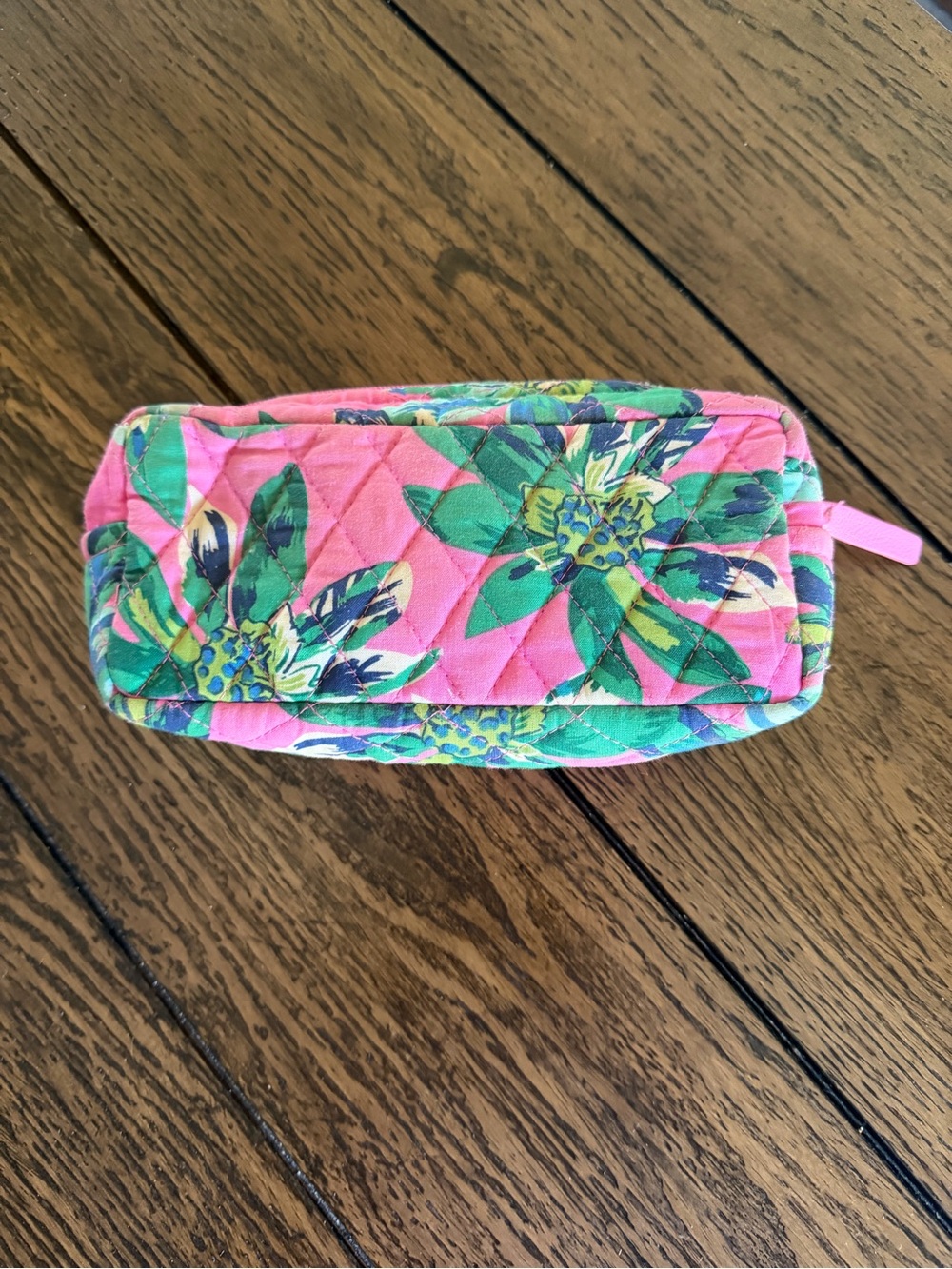 Vera Bradley Floral Cosmetic Pencil Case Cosmetic Bag Vintage Pattern Pink Blue - Picture 2 of 10